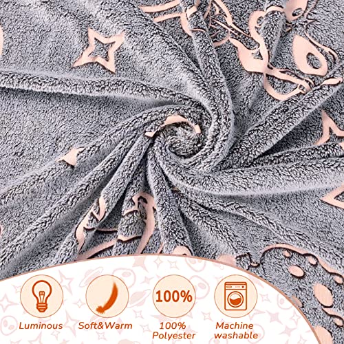 Image Title ABELL Glow in The Dark Alien Blanket, Christmas Thanksgiving Blanket Gifts for Birthday Kids Women Girls Boy Best Friend,Grey